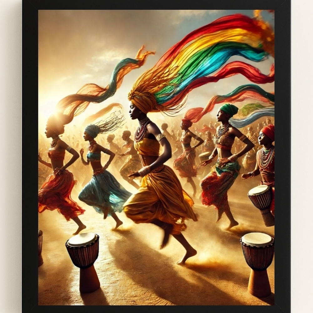 Vibrant Cultural Dance Art Print In A Frame 8x10